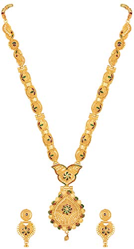 Shining Diva Long Design Necklace Set One Gram Gold Plated Women - Image 5