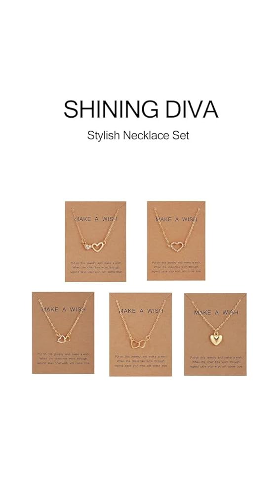 Shining Diva 5 Pcs Crystal Heart Necklace Set for Women - Image 3