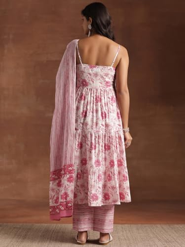 Blue Floral Anarkali Kurta Set | Pure Cotton Comfort - UrbanThreads - Image 5