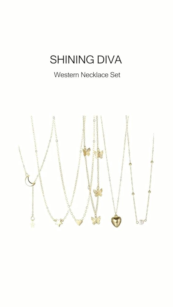 Shining Diva Necklace Set 6 Trendy Pendants for Women - Image 3