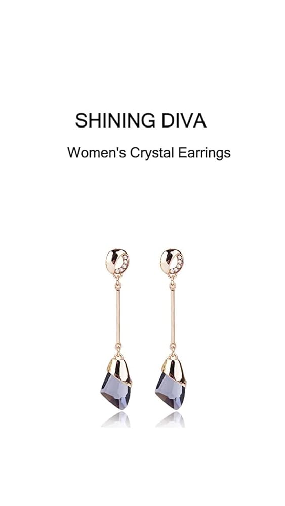 Shining Diva 18k Gold Plated Crystal Earrings for Women - Image 3