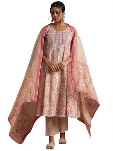 Libas Womens Printed Cotton A-Line Kurta With Palazzos and Dupatta - Authentic Libas Clothing | UrbanThreads - Image 2