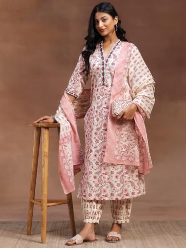 Libas Off-White Printed Cotton Kurta Set | Urban Threads - Image 3