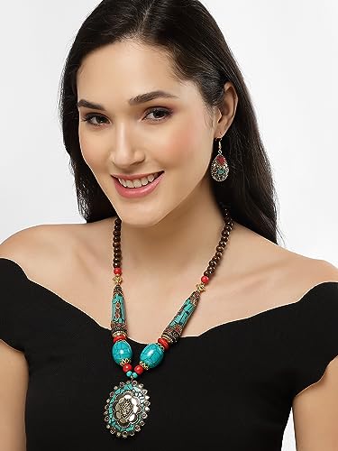 Shining Diva Traditional Tibetan Pendant Necklace Set for Women - Image 5