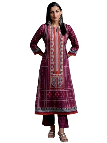 Libas Womens Printed Crepe Straight Kurta With Trousers - Authentic Libas Clothing | UrbanThreads - Image 2