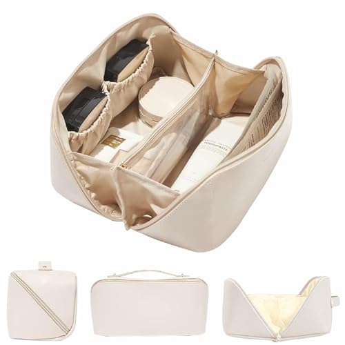 JD FRESH Leather Makeup Organizer Bag Large Capacity - Image 2
