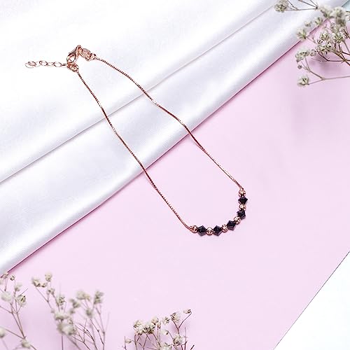 ZAVYA 925 Sterling Silver Beads Minimal Rose Gold Plating Chain Anklet (Single) | Gift for Women & G - Authentic ZAVYA Fashion | UrbanThreads - Image 5