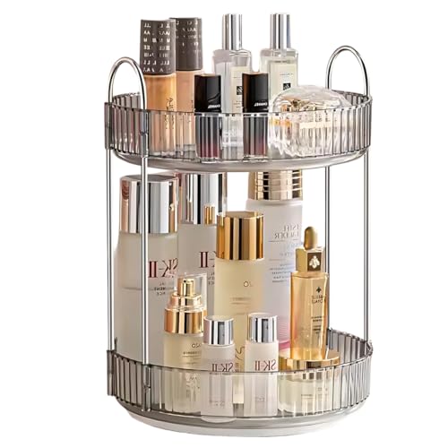 UrbanThreads 360° Rotating Makeup Organizer Box with Drawers - Image 2