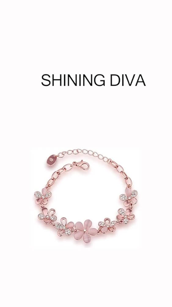 Shining Diva 18k Rose Gold Bracelet Earrings Combo for Women - Image 3