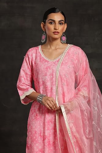 Libas Womens Printed Cotton Blend Straight Kurta With Trousers and Dupatta - Authentic Libas Clothing | UrbanThreads - Image 4