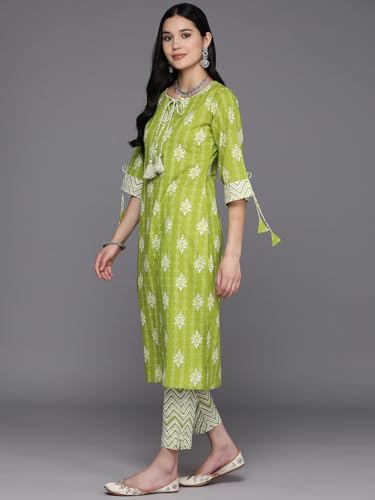 Libas Womens Printed Cotton Straight Kurta With Trousers and Dupatta - Authentic Libas Clothing | UrbanThreads - Image 3