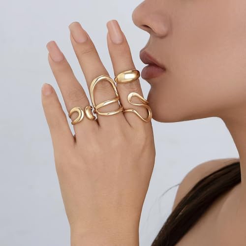 Shining Diva Set of 4 Gold Plated Rings for Women and Girls - Image 5