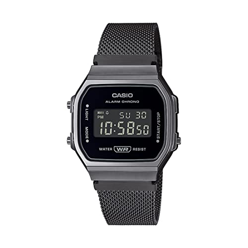 Casio Vintage Black Digital Watch Silver Stainless Steel - Image 2