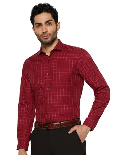 Peter England Men's Micro-Checkered Formal Slim Fit Shirt - Image 2