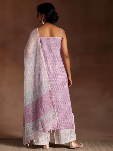Libas Womens Printed Cotton Straight Kurta with Palazzos and Dupatta - Authentic Libas Clothing | UrbanThreads - Image 4