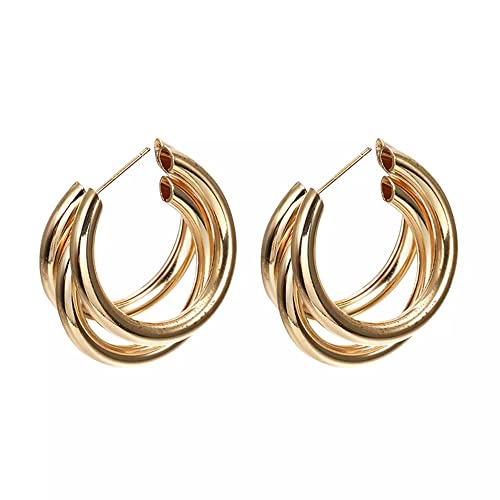Shining Diva Triple Hoop Earrings for Women and Girls - Image 2