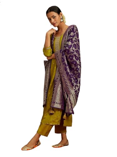 Libas Womens Self Design Silk Straight Kurta Trouser with Dupatta Set - Authentic Libas Clothing | UrbanThreads - Image 2