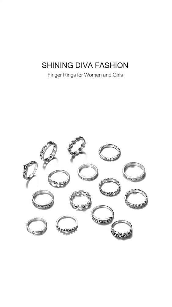 UrbanThreads Silver Midi Ring Set 15 Piece - Image 3