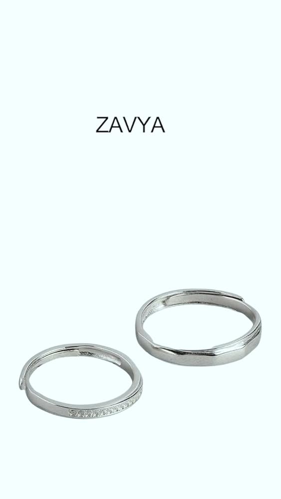 ZAVYA 925 Sterling Silver Rhodium Plated Couple Ring Combo | Gifts for Men & Women | With Certificat - Authentic ZAVYA Accessories | UrbanThreads - Image 3