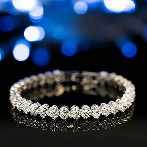 Shining Diva Platinum Plated Crystal Bangle Bracelet Women - Image 5