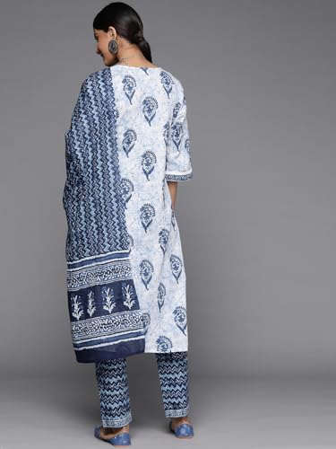 Libas Womens Printed Cotton Straight Kurta Trouser with Dupatta Set - Authentic Libas Clothing | UrbanThreads - Image 4