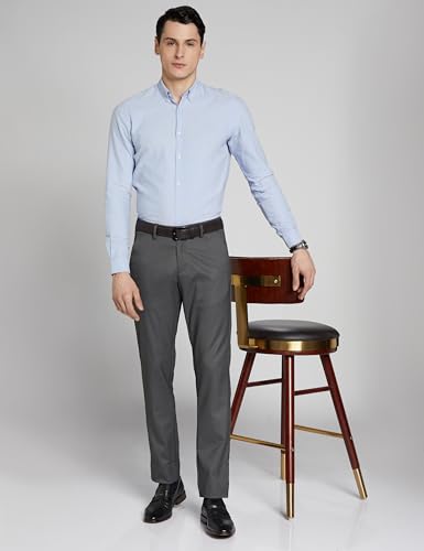 Allen Solly Men Slim Textured Flat Front Formal Trousers - Image 4