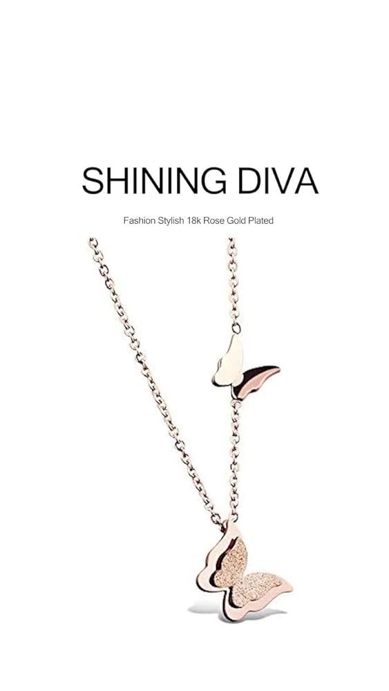Shining Diva 18k Rose Gold Plated Butterfly Pendant - Image 3
