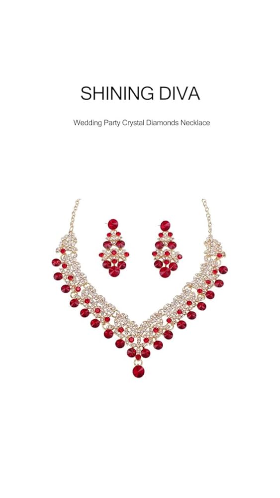 Shining Diva Fancy Wedding Party Crystal Diamonds Necklace - Image 3