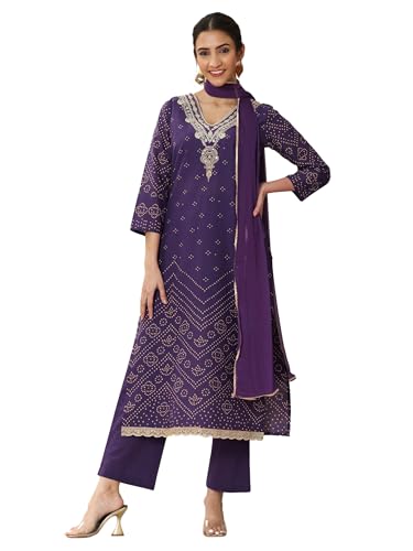 Libas Womens Printed Cotton Straight Kurta With Trousers and Dupatta - Authentic Libas Clothing | UrbanThreads - Image 2