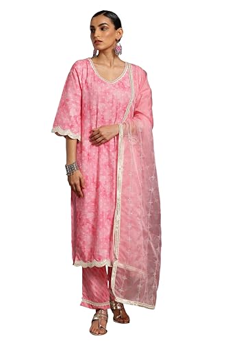 Libas Womens Printed Cotton Blend Straight Kurta With Trousers and Dupatta - Authentic Libas Clothing | UrbanThreads - Image 2
