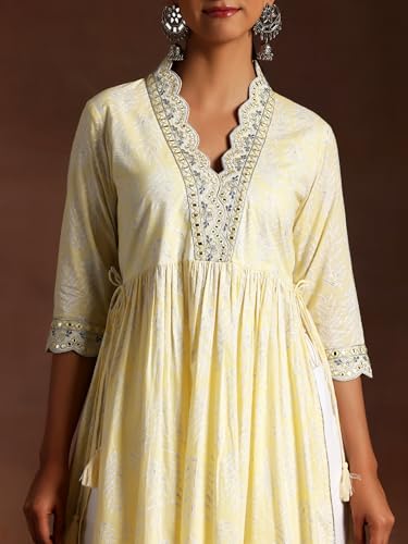 Libas Womens Printed Cotton A-Line Kurta With Palazzos and Dupatta - Authentic Libas Clothing | UrbanThreads - Image 5