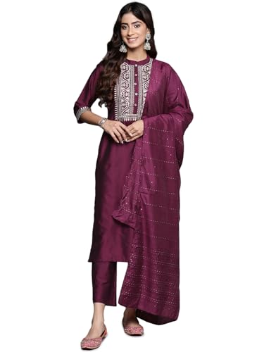 Gerua Silk Blend Kurta Set | Yoke Design, Trousers & Dupatta - UrbanThreads - Image 2