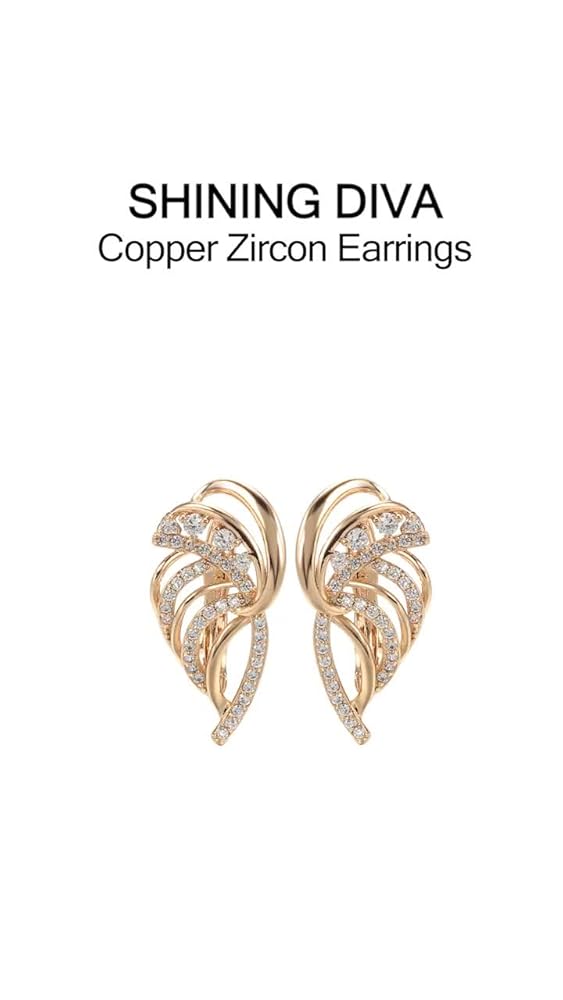 Shining Diva 18k Rose Gold Plated Copper Zircon Earrings Women - Image 3
