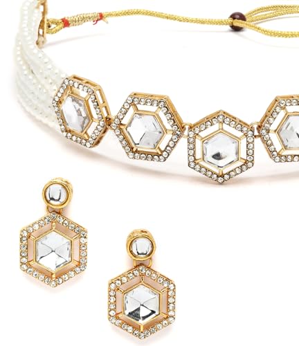 Shining Diva Pearl Kundan Necklace Jewellery Set - Image 3