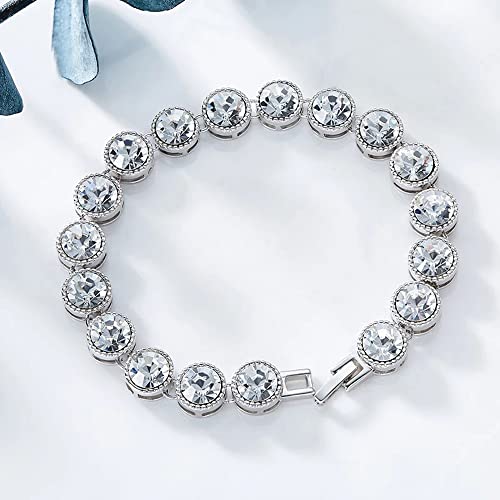 Shining Diva Platinum Plated Crystal Bracelet for Women - Image 3