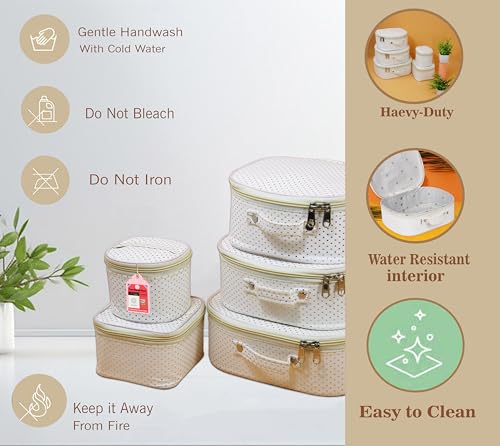 Luces 5 Pc Fabric Bag Set Makeup Toiletry Travel Storage - Image 5