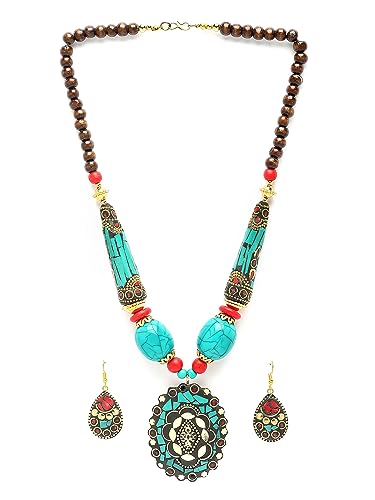 Shining Diva Traditional Tibetan Pendant Necklace Set for Women - Image 2