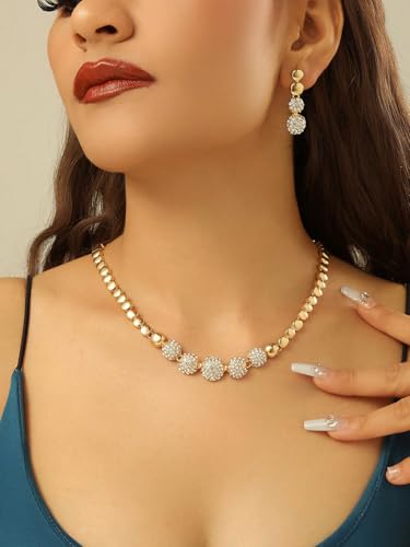 Urban Threads Gold Crystal Necklace and Earrings Set - Image 4