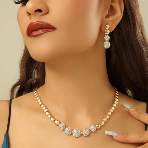 Urban Threads Gold Crystal Necklace and Earrings Set - Image 3