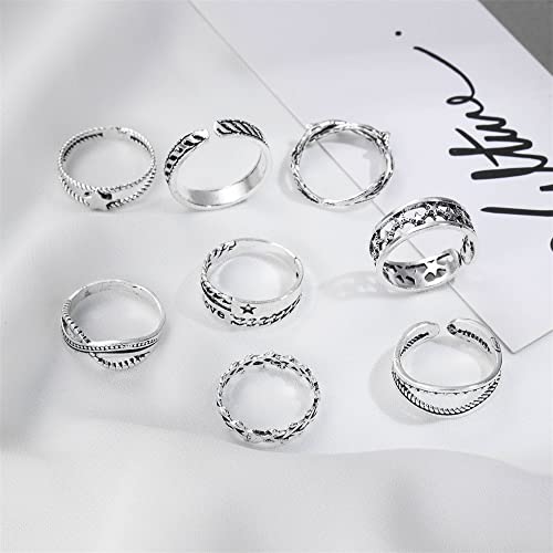Shining Diva Metal Boho Midi Finger Rings Silver Women - Image 4