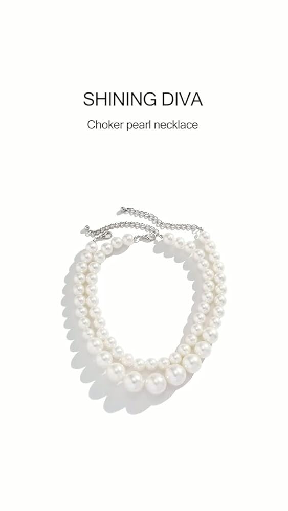 Shining Diva Set of 2 Choker Pearl Necklaces for Women - Image 3