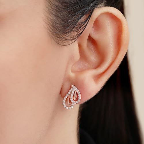 ZAVYA 925 Sterling Silver Glamorous Rose Gold Plated Earrings | Gift for Women & Girls | With Certif - Authentic ZAVYA Accessories | UrbanThreads - Image 3
