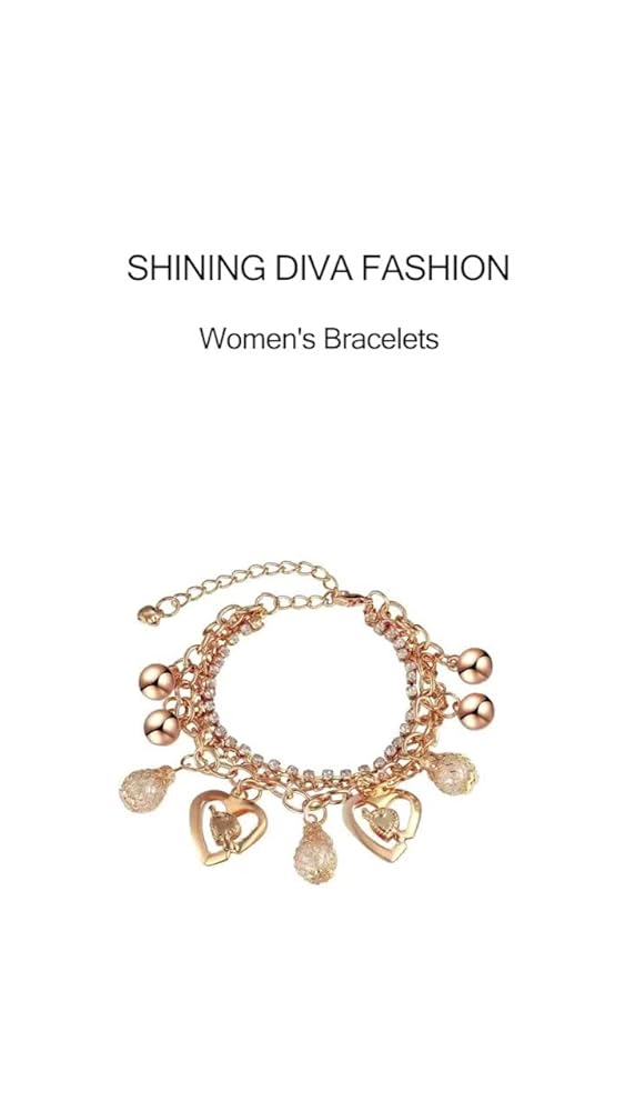 Shining Diva Gold Plated Charm Bracelet for Women (Golden) - Image 3