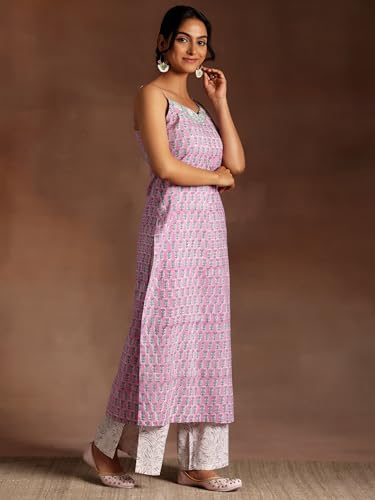 Libas Womens Printed Cotton Straight Kurta with Palazzos and Dupatta - Authentic Libas Clothing | UrbanThreads - Image 3