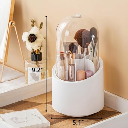 Spirahomes 360° Rotating Makeup Brushes Organizer with Lid - Image 4