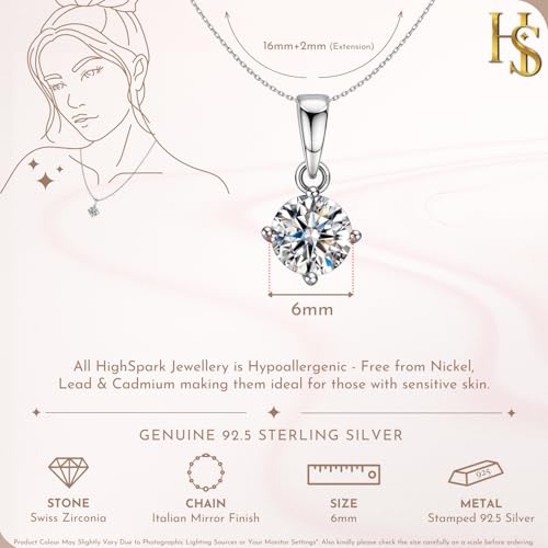 HighSpark 925 Silver Solitaire Pendant with Chain for Women - Image 5