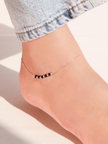 ZAVYA 925 Sterling Silver Beads Minimal Rose Gold Plating Chain Anklet (Single) | Gift for Women & G - Authentic ZAVYA Fashion | UrbanThreads - Image 4