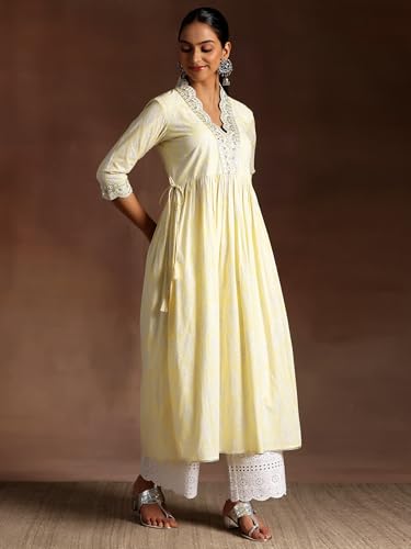 Libas Womens Printed Cotton A-Line Kurta With Palazzos and Dupatta - Authentic Libas Clothing | UrbanThreads - Image 3