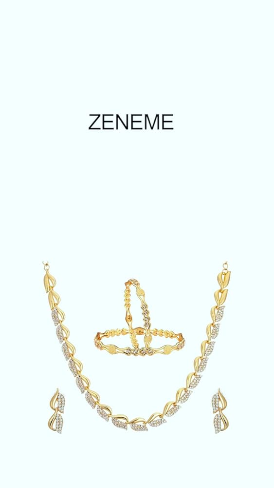 Urban Threads Gold Plated AD Necklace and Bangles Set - Image 3