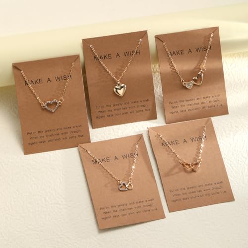 Shining Diva 5 Pcs Crystal Heart Necklace Set for Women - Image 5